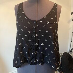 Black Sleeveless Button-Up Top